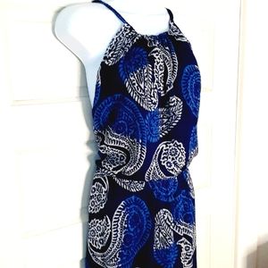 Old Navy Blue Paisley Maxi Dress Spaghetti Straps XL